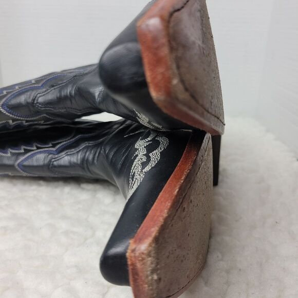 Tony Lama Black and Silver Heeled Boots - Picture 12 of 12